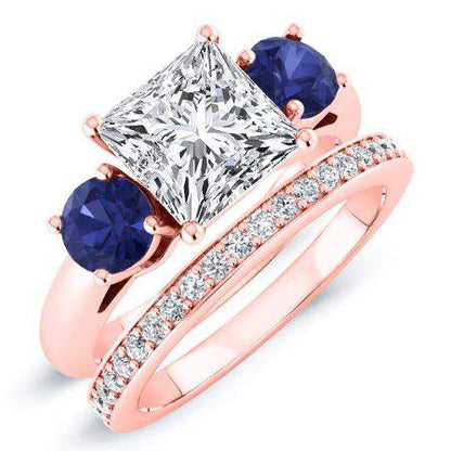 Fuschia Diamond Matching Band Only (engagement Ring Not Included) For Ring With Princess Center rosegold