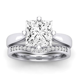 Gardenia Diamond Matching Band Only (does Not Include Engagement Ring) For Ring With Princess Center whitegold