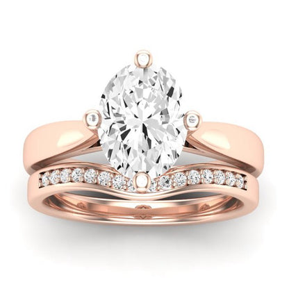 Gardenia Diamond Matching Band Only ( Engagement Ring Not Included)  For Ring With Oval Center rosegold