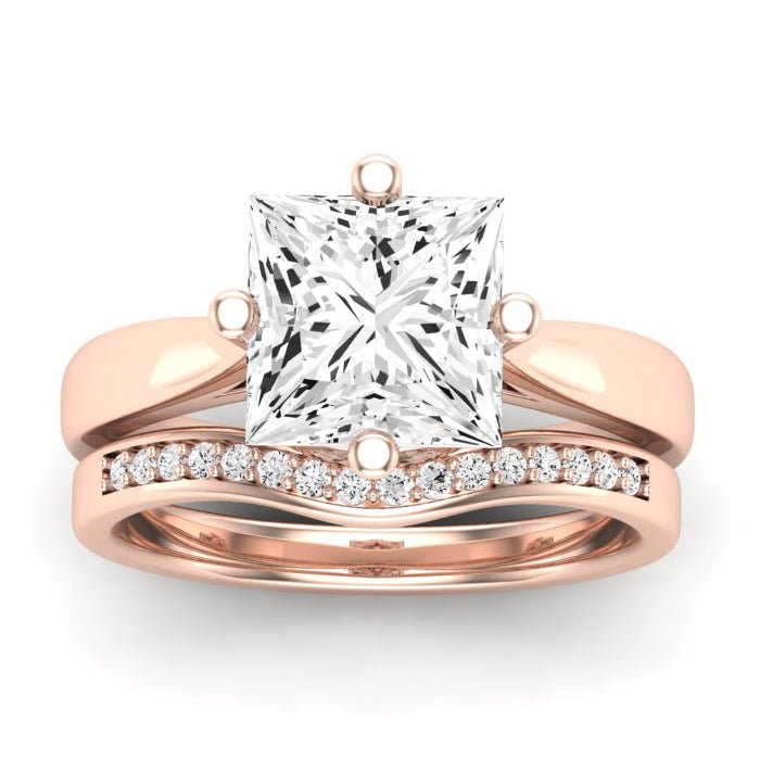 Gardenia Moissanite Matching Band Only (does Not Include Engagement Ring) For Ring With Princess Center rosegold