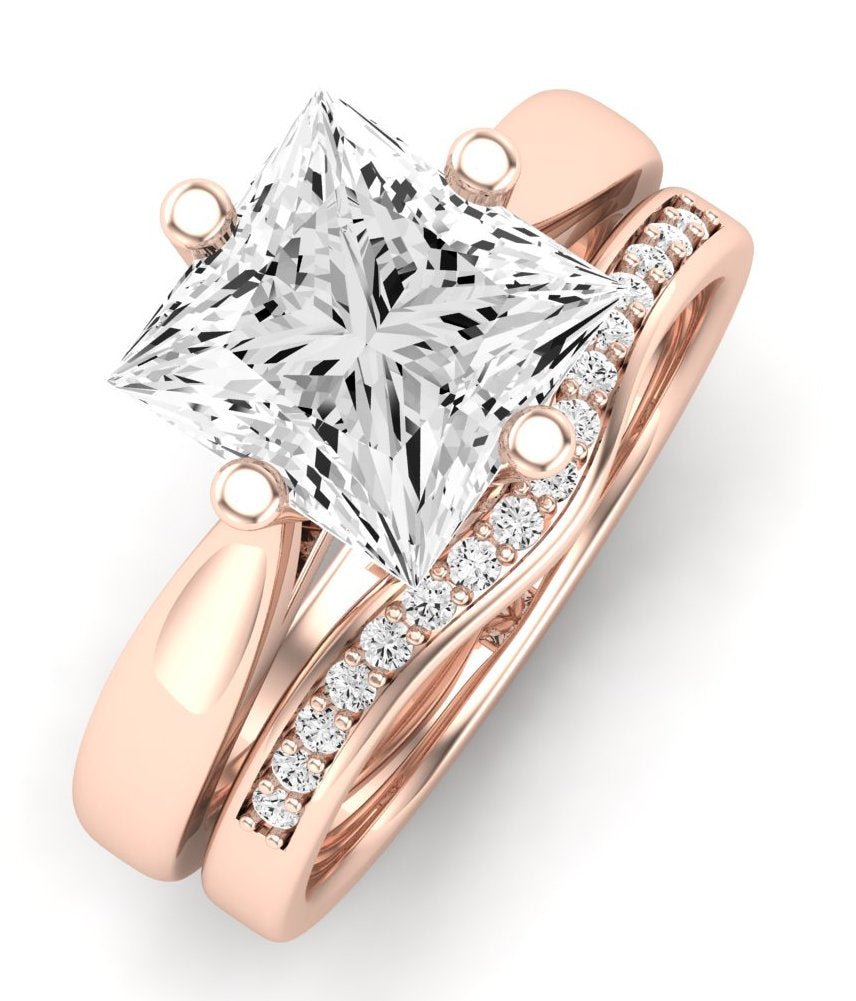 Gardenia Moissanite Matching Band Only (does Not Include Engagement Ring) For Ring With Princess Center rosegold