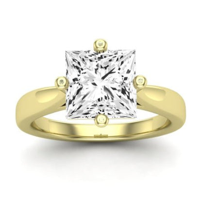 Gardenia Moissanite Matching Band Only (does Not Include Engagement Ring) For Ring With Princess Center yellowgold