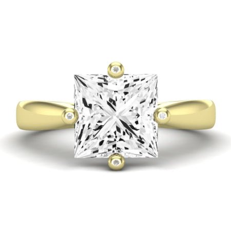Gardenia Moissanite Matching Band Only (does Not Include Engagement Ring) For Ring With Princess Center yellowgold
