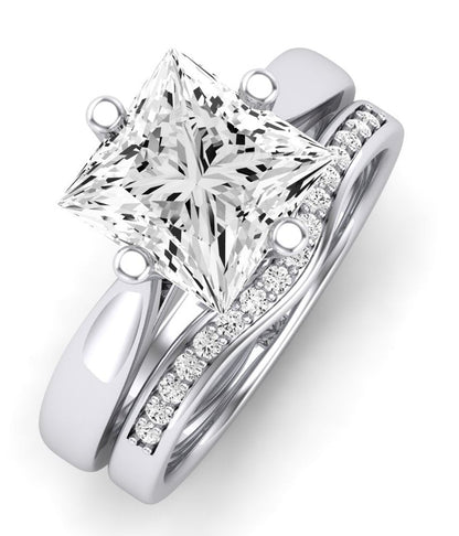 Gardenia Moissanite Matching Band Only (does Not Include Engagement Ring) For Ring With Princess Center whitegold
