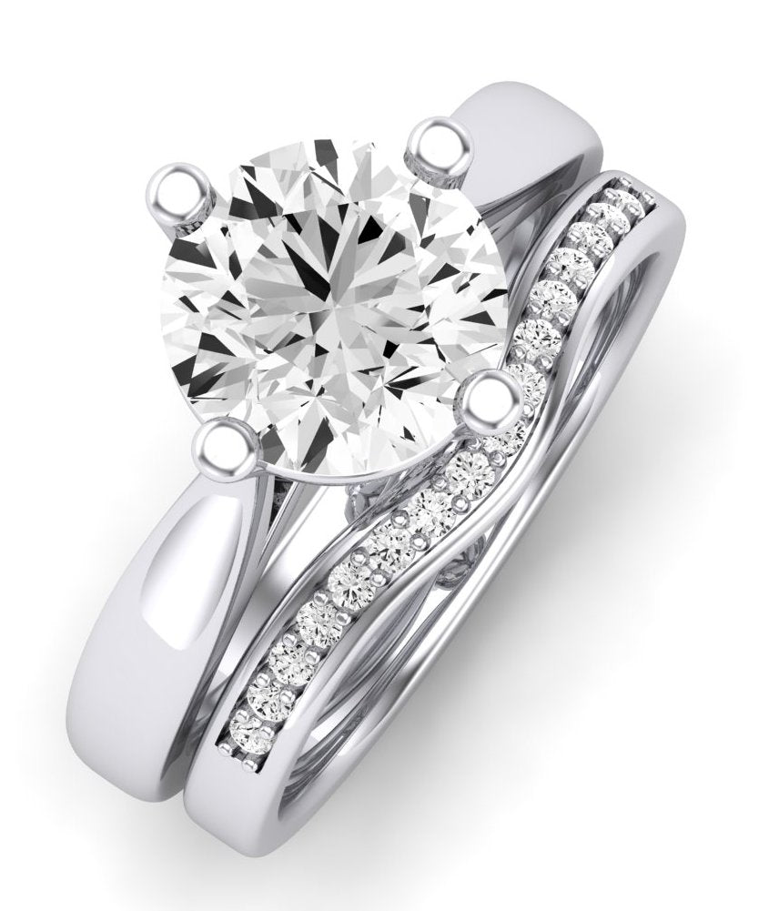 Gardenia Moissanite Matching Band Only (does Not Include Engagement Ring) For Ring With Round Center whitegold