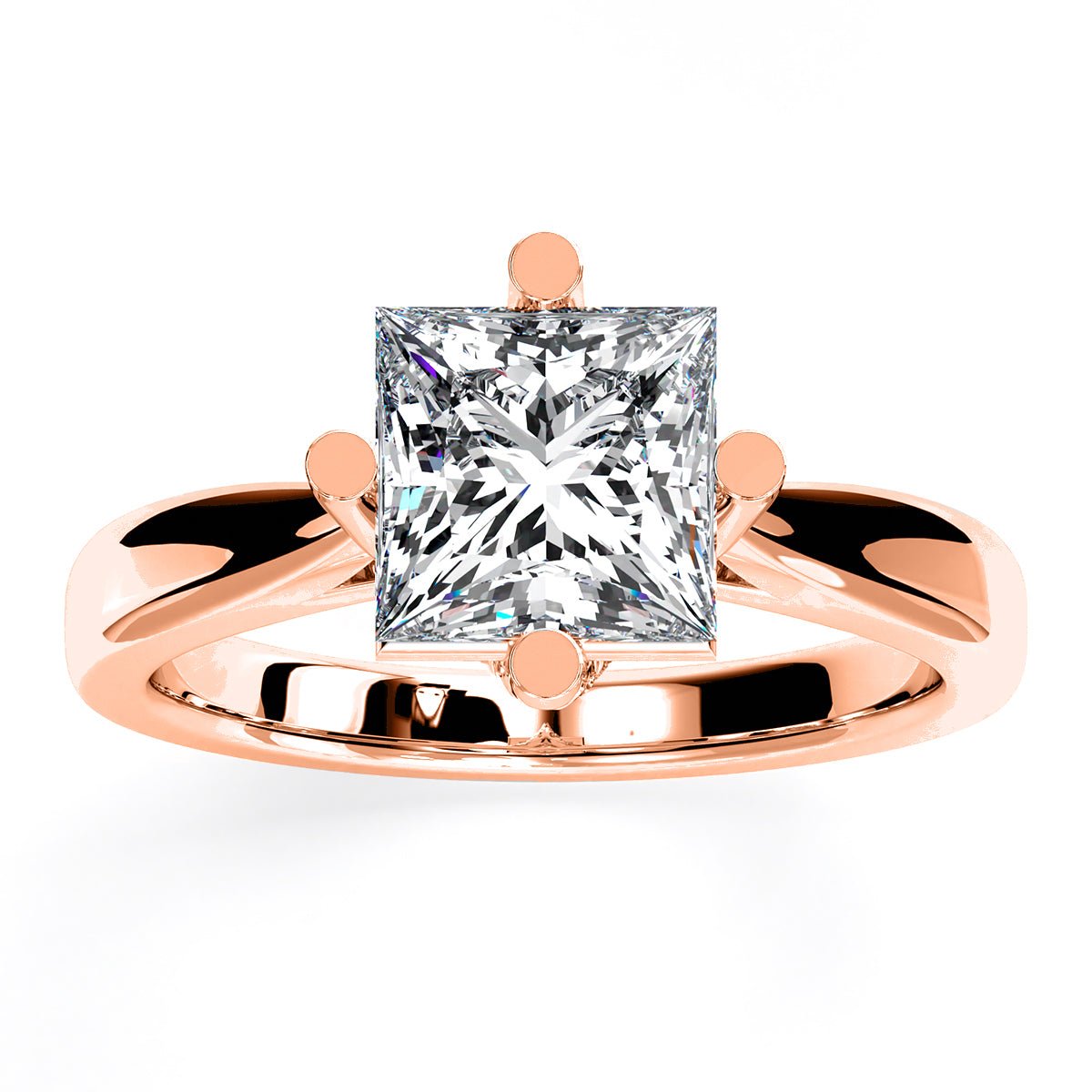 Gardenia Princess Moissanite Engagement Ring rosegold