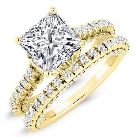 Garland Diamond Matching Band Only (engagement Ring Not Included) For Ring With Princess Center yellowgold