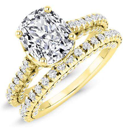 Garland Moissanite Matching Band Only (engagement Ring Not Included) For Ring With Cushion Center yellowgold