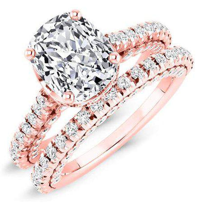 Garland Moissanite Matching Band Only (engagement Ring Not Included) For Ring With Cushion Center rosegold