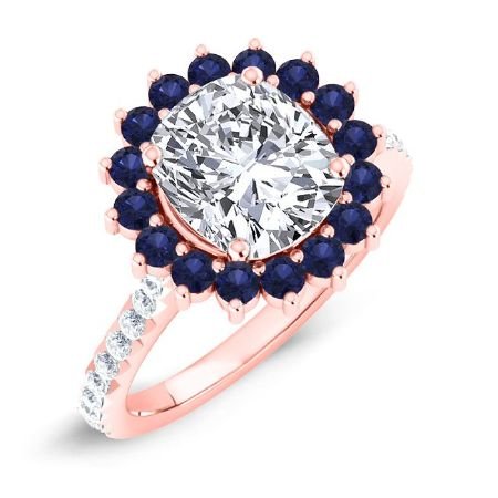 Gazania Cushion Moissanite Bridal Set rosegold