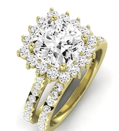 Gazania Diamond Matching Band Only (does Not Include Engagement Ring) For Ring With Cushion Center yellowgold