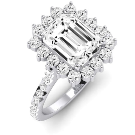 Gazania Diamond Matching Band Only (does Not Include Engagement Ring) For Ring With Emerald Center whitegold