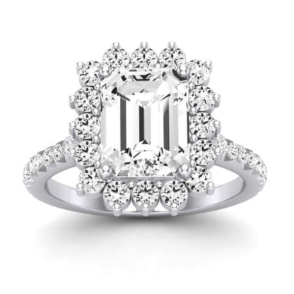 Gazania Diamond Matching Band Only (does Not Include Engagement Ring) For Ring With Emerald Center whitegold