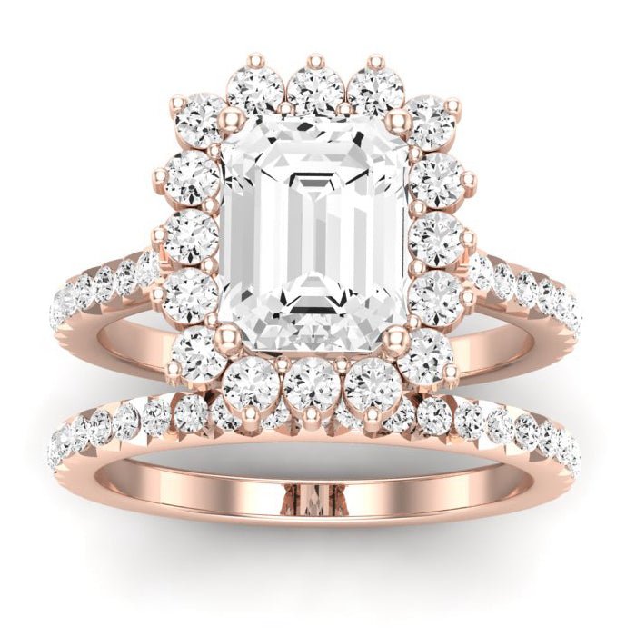 Gazania Diamond Matching Band Only (does Not Include Engagement Ring) For Ring With Emerald Center rosegold