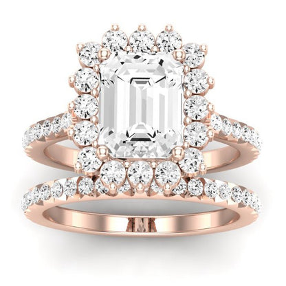Gazania Diamond Matching Band Only (does Not Include Engagement Ring) For Ring With Emerald Center rosegold