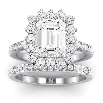 Gazania Diamond Matching Band Only (does Not Include Engagement Ring) For Ring With Emerald Center whitegold