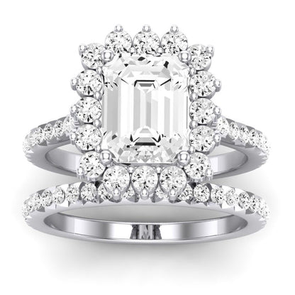 Gazania Diamond Matching Band Only (does Not Include Engagement Ring) For Ring With Emerald Center whitegold