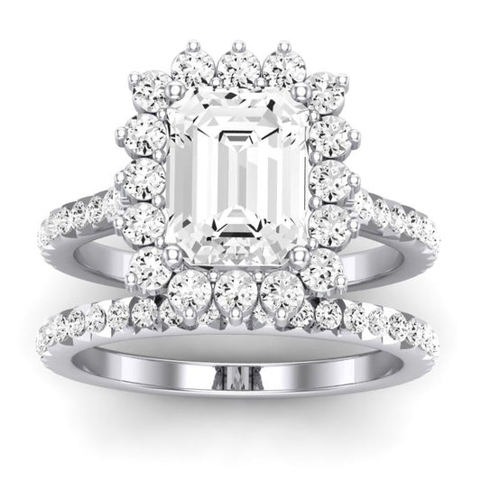 Gazania Diamond Matching Band Only (does Not Include Engagement Ring) For Ring With Emerald Center whitegold