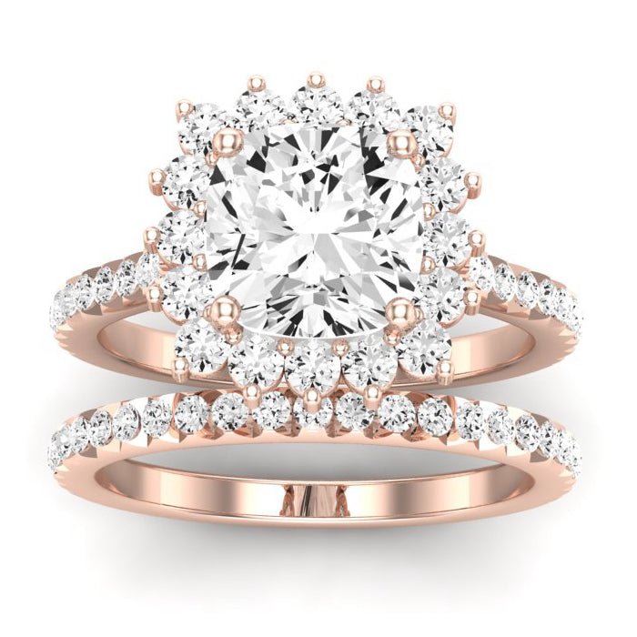 Gazania Diamond Matching Band Only (does Not Include Engagement Ring) For Ring With Cushion Center rosegold