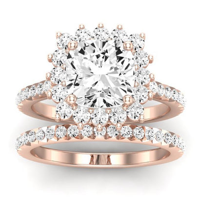 Gazania Moissanite Matching Band Only (does Not Include Engagement Ring) For Ring With Cushion Center rosegold