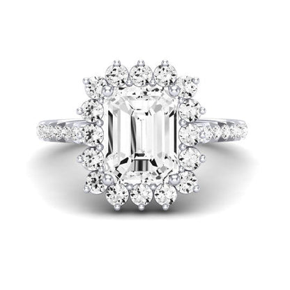Gazania Moissanite Matching Band Only (does Not Include Engagement Ring) For Ring With Emerald Center whitegold