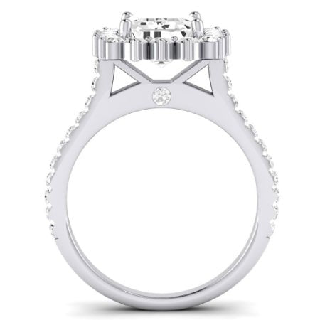 Gazania Moissanite Matching Band Only (does Not Include Engagement Ring) For Ring With Emerald Center whitegold