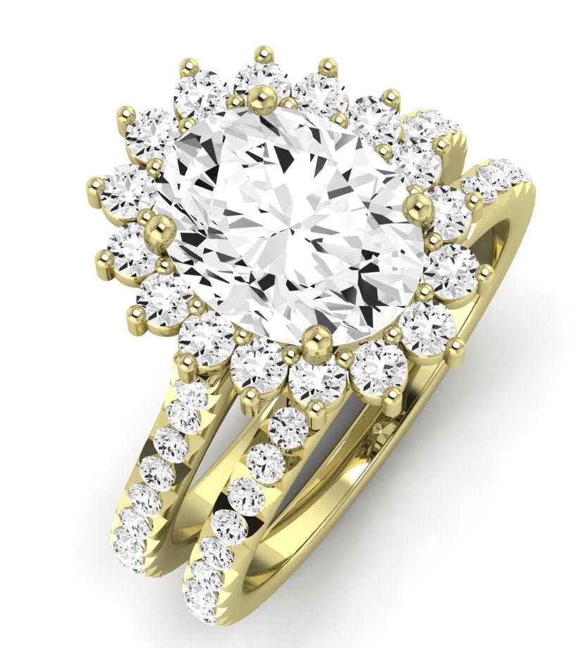 Gazania Moissanite Matching Band Only (does Not Include Engagement Ring) For Ring With Oval Center yellowgold