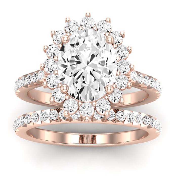 Gazania Moissanite Matching Band Only (does Not Include Engagement Ring) For Ring With Oval Center rosegold