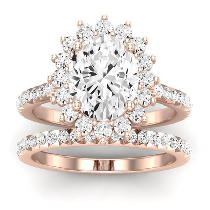 Gazania Moissanite Matching Band Only (does Not Include Engagement Ring) For Ring With Oval Center rosegold