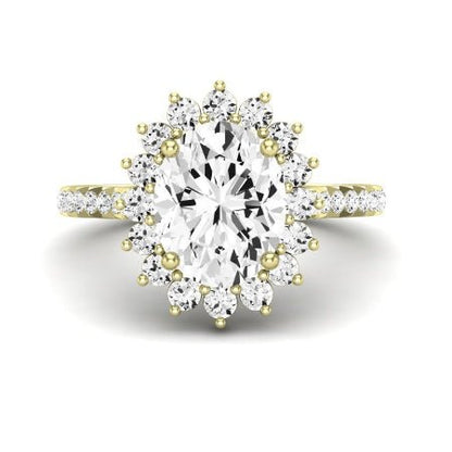 Gazania Moissanite Matching Band Only (does Not Include Engagement Ring) For Ring With Oval Center yellowgold