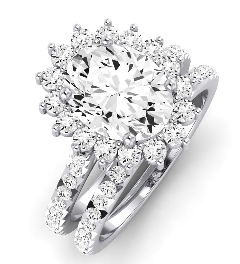 Gazania Moissanite Matching Band Only (does Not Include Engagement Ring) For Ring With Oval Center whitegold