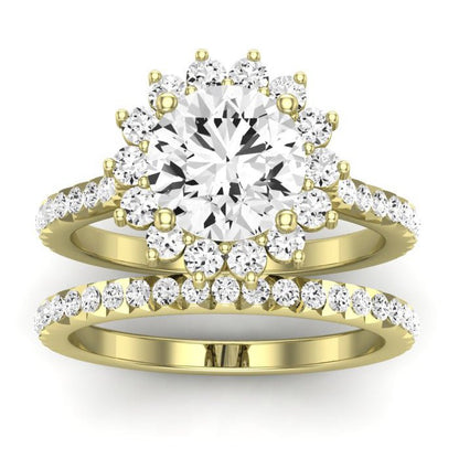 Gazania Moissanite Matching Band Only (does Not Include Engagement Ring) For Ring With Round Center yellowgold