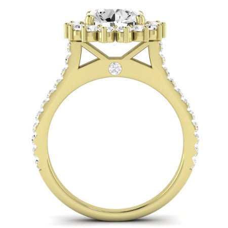 Gazania Moissanite Matching Band Only (does Not Include Engagement Ring) For Ring With Round Center yellowgold