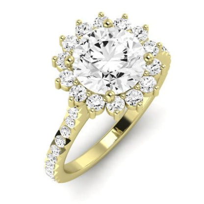 Gazania Moissanite Matching Band Only (does Not Include Engagement Ring) For Ring With Round Center yellowgold