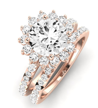 Gazania Moissanite Matching Band Only (does Not Include Engagement Ring) For Ring With Round Center rosegold