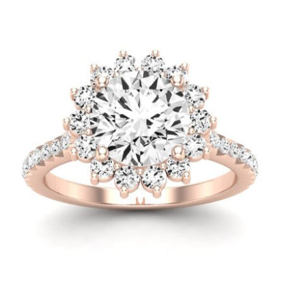 Gazania Moissanite Matching Band Only (does Not Include Engagement Ring) For Ring With Round Center rosegold