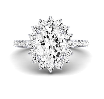 Gazania Oval Moissanite Engagement Ring whitegold