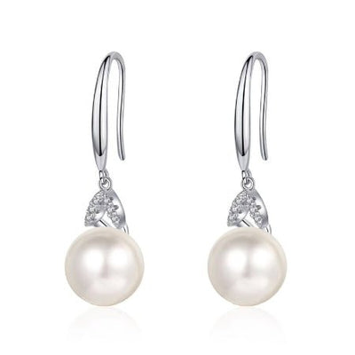 Gladys Moissanite & Pearl Earrings whitegold