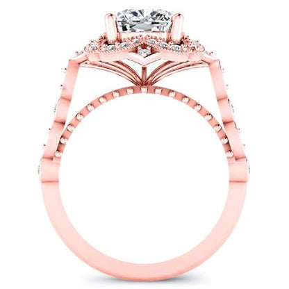 Hana Cushion Moissanite Bridal Set rosegold