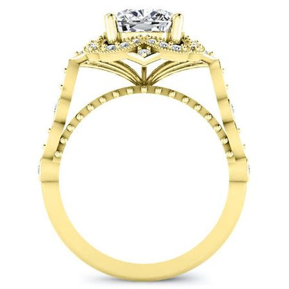 Hana Cushion Moissanite Bridal Set yellowgold