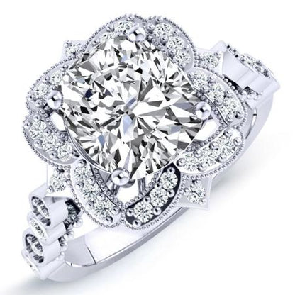 Hana Cushion Moissanite Bridal Set whitegold