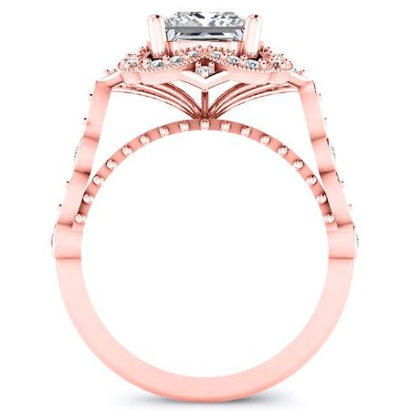 Hana Moissanite Matching Band Only (engagement Ring Not Included) For Ring With Princess Center rosegold