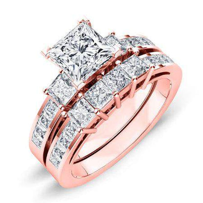 Hazel Moissanite Matching Band Only (engagement Ring Not Included) For Ring With Princess Center rosegold