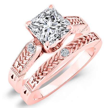 Heath Moissanite Matching Band Only (engagement Ring Not Included) For Ring With Princess Center rosegold