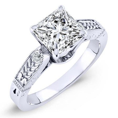 Heath Moissanite Matching Band Only (engagement Ring Not Included) For Ring With Princess Center whitegold