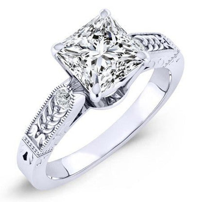 Heath Moissanite Matching Band Only (engagement Ring Not Included) For Ring With Princess Center whitegold