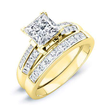 Heather Diamond Matching Band Only (engagement Ring Not Included) For Ring With Princess Center yellowgold