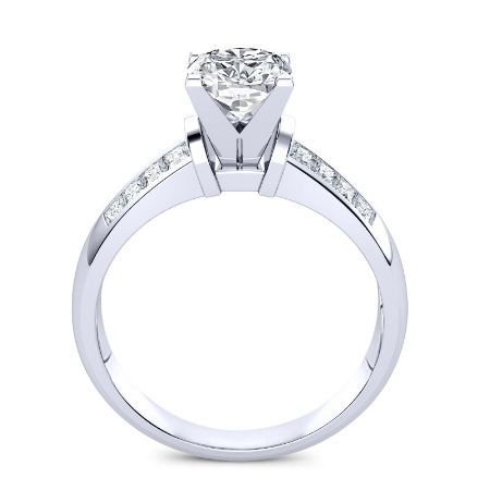 Heather Moissanite Matching Band Only (engagement Ring Not Included) For Ring With Cushion Center whitegold