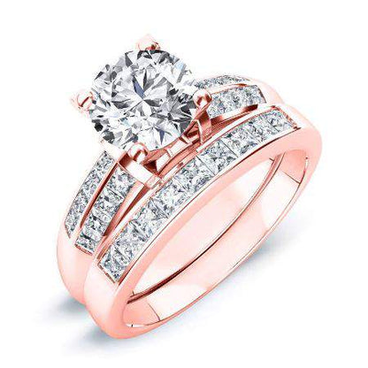 Heather Moissanite Matching Band Only (engagement Ring Not Included) For Ring With Round Center rosegold