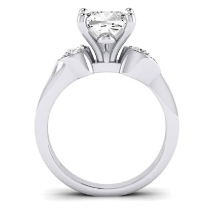 Hibiscus Diamond Matching Band Only (does Not Include Engagement Ring)  For Ring With Cushion Center whitegold
